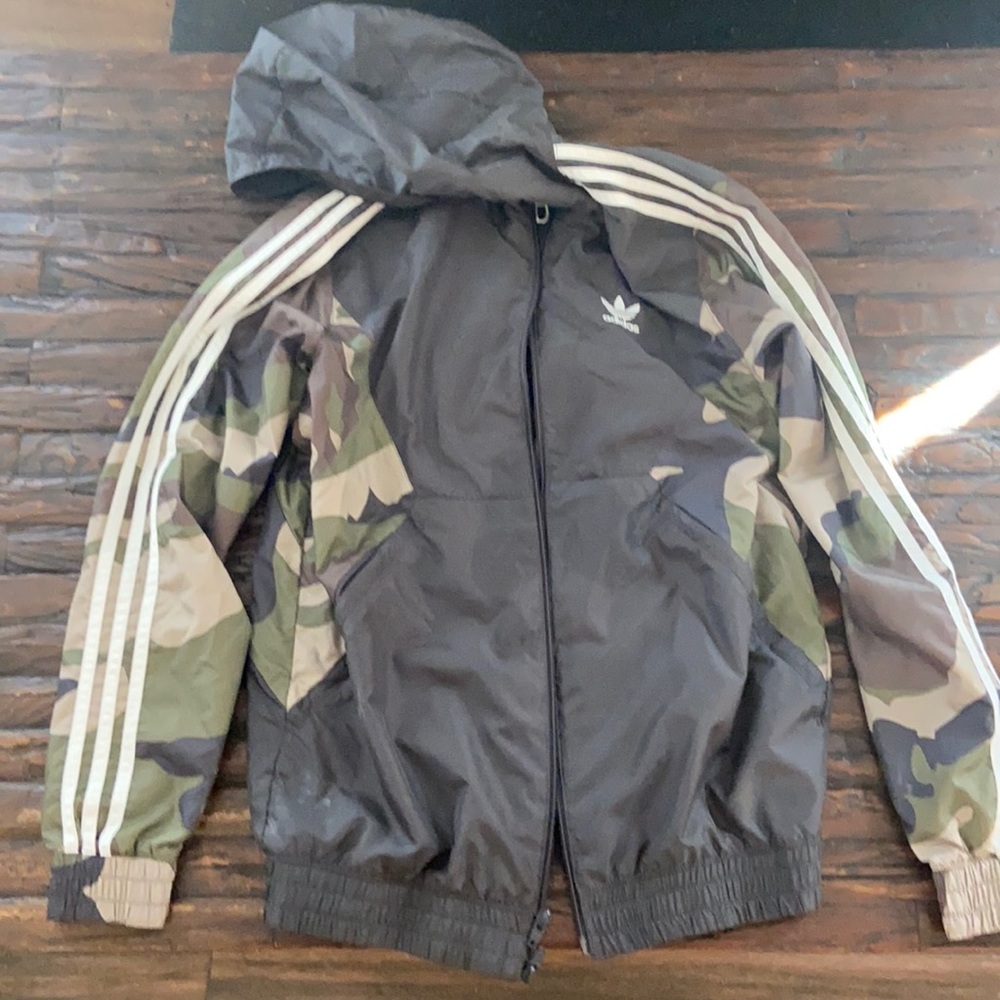 Men’s adidas camo rain jacket